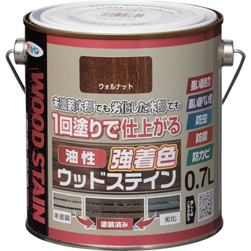 Rakuten - 【期間限定!対象商品P2〜20倍】 アサヒペン　油性強着色ウッドステイン　0．7L　ウォルナット　1缶 (538741)