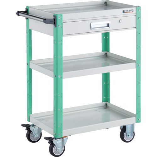 TRUSCO ツールワゴン イーグルワゴン 600X400XH880 引出付 ウレタン車輪 ホワイト／ヤンググリーン 1台 (EGW963VUWYG)