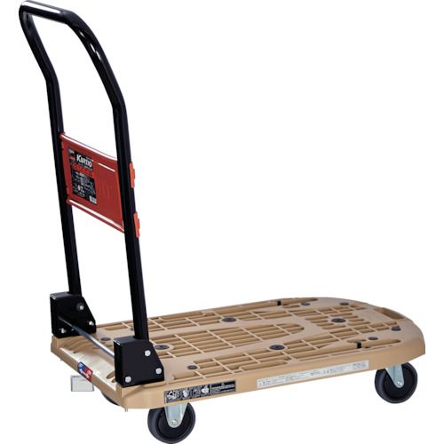 TRUSCO　樹脂台車　カルティオ　折畳　780X490　ライトサンド　樹脂ストッパー付 1台