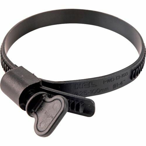 HCL　樹脂製ホースバンド　Ezyclamp　手締めタイプ　締付径25．0〜150．0mm　ナイロン66　1袋 (PWD13150WGPA66BK)