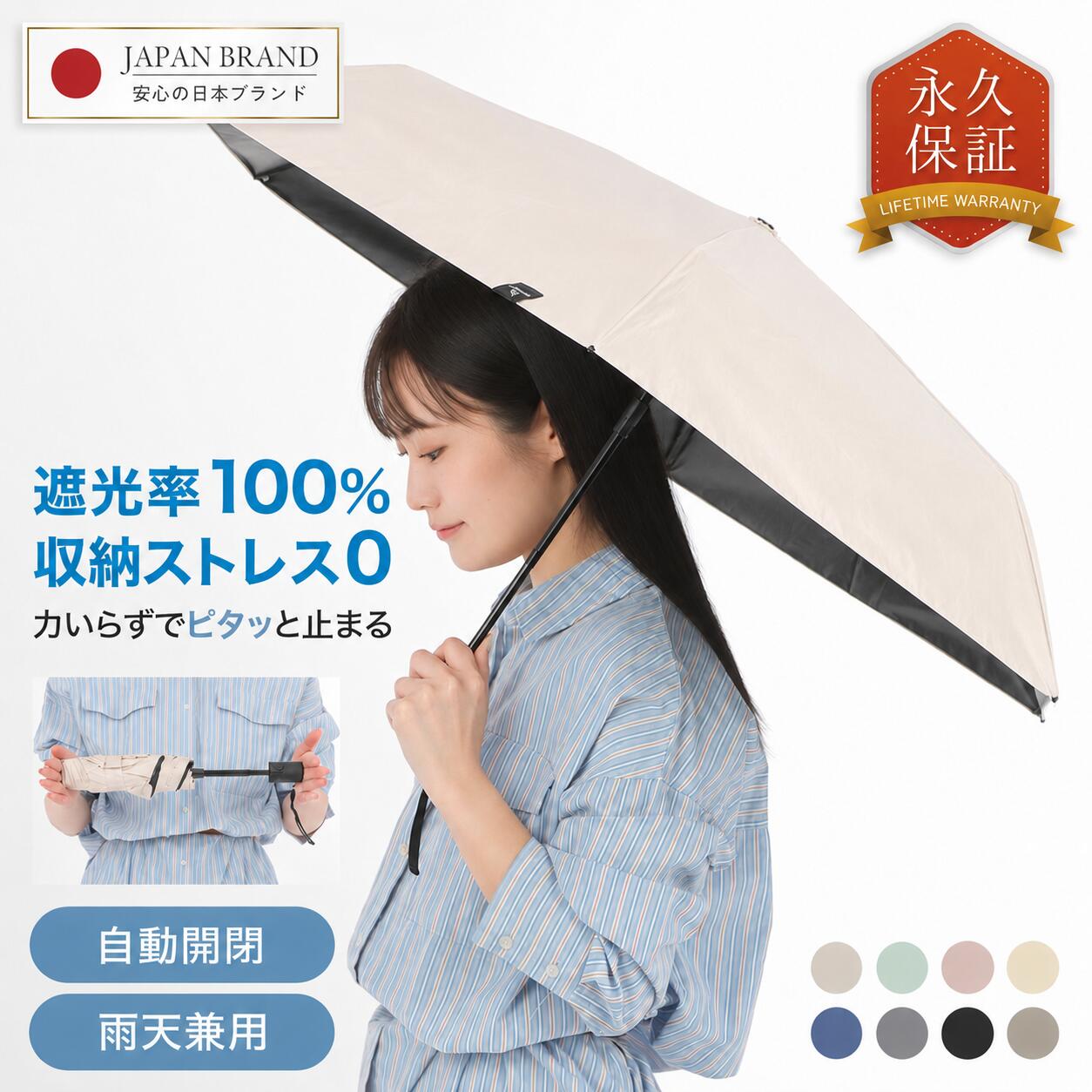 【楽天1位&永久新品交換保証】折りたたみ傘 125g 超軽量 日傘 完全遮光 晴雨兼用 自動開閉 手動 レディース メンズ 100%遮光 遮熱 uvカット UVella