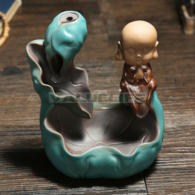 Rakuten - 陶磁器 緑の蓮 逆流香炉 小沙弥 香薫炉 工芸品 香道 インテリア 日常使い 癒し 煙が下へ流れる 香りを楽しむ