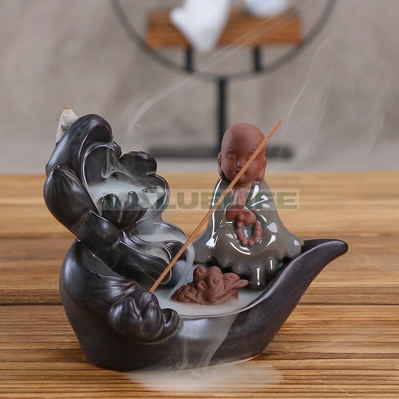 Rakuten - 陶磁器 逆流香炉 蓮池 如来 香薫炉 観音 家庭 飾り 縁起物 開運 吉祥 置物 玄関 福気