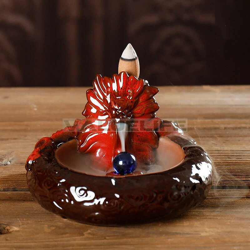 Rakuten - 陶磁器の龍 逆流香炉 逆流龍香炉 装飾品 リラックス インテリア 日常使い 癒し 煙が下へ流れる 香りを楽しむ