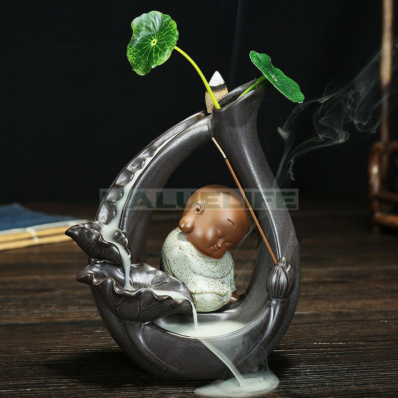 Rakuten - 陶磁器 工芸品 逆流香炉 アロマストーブ 飾り リラックス インテリア 日常使い 癒し 煙が下へ流れる 香りを楽しむ