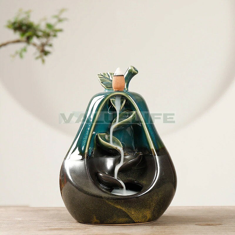 Rakuten - 陶磁器 煙逆流香薫炉 梨緑香炉 工芸品 置物 リラックス インテリア 日常使い 癒し 煙が下へ流れる
