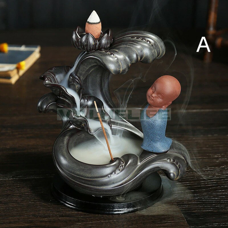 Rakuten - 陶磁器 逆流香炉 線香座 小沙弥 薫香炉 置物 リラックス インテリア 日常使い 癒し 煙が下へ流れる 香りを楽しむ