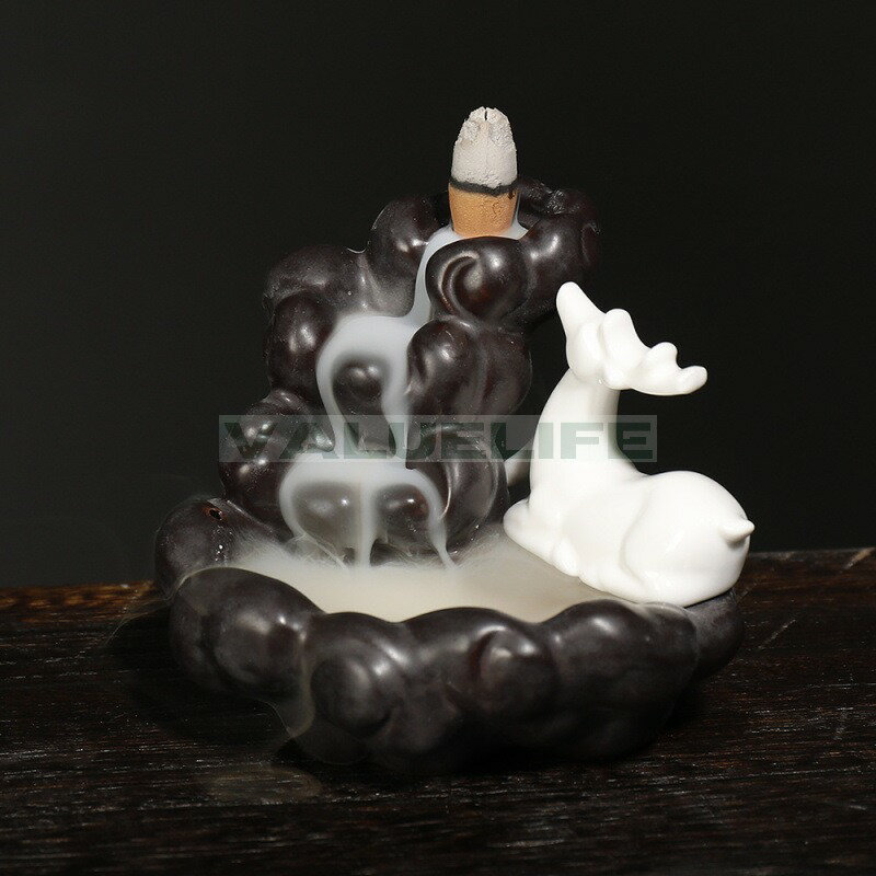 Rakuten - 煙逆流香薫炉 陶磁器 如来 小沙弥 逆流香薫炉 工芸品 置物 リラックス インテリア 日常使い 癒し 煙が下へ流れる 香りを楽しむ 仏具