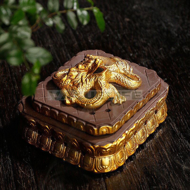 Rakuten - 紫砂描金祥龍 沈香炉 盤香箱 香道用具 茶室香炉 置物 リラックス インテリア 癒し 香りを楽しむ