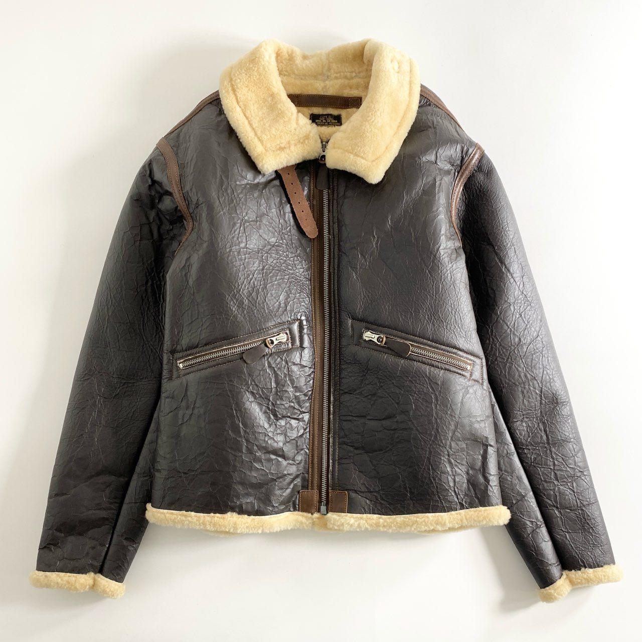 【美品】 EASTMAN LEATHER CLOTHING イーストマンレザー D-1 U.S. AIR FORCES フライトジャケット ムートンジャケット S ブラウン メンズ 【中古】