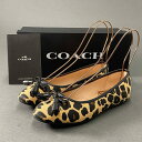 【美品】 COACH コーチ タッセル付き フラットシューズ バレエシューズ 23.0 ベージュ系 キャンバス レディース 靴 女性靴 【中古】