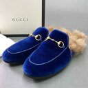 GUCCI グッチ ベルベット ホースビットサンダル ファーサンダル サイズ37 ネイビー ベロア/ラムファー レディース 女性用 靴 レディース 【中古】(4)