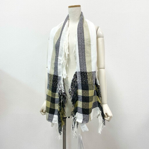 定価¥42,900 SEEALL シーオール HANDLOOM STOLE FRINGES フリンジストール ST882 ホワイト グリーン マフラー 【中古】 定価¥42,900 SEEALL シーオール HANDLOOM STOLE FRINGES フリンジストール ST882 ホワイト グリーン マフラー 【中古】