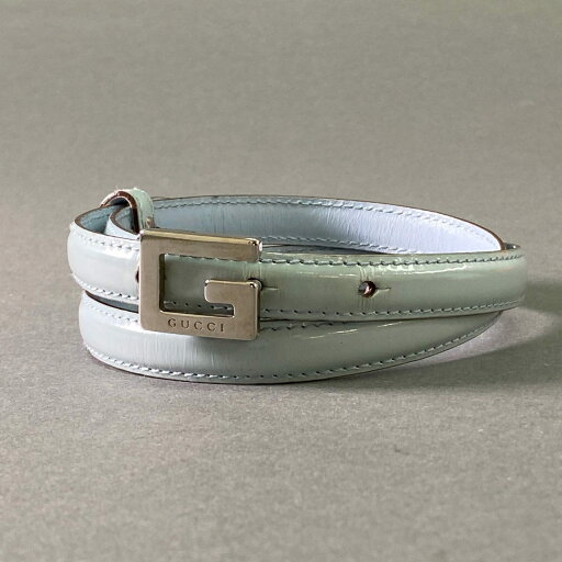a17 GUCCI グッチ Gバックル レザーベルト 細ベルト 75 30 ブルー Leather イタリア製 シルバー金具 a17 GUCCI グッチ Gバックル レザーベルト 細ベルト 75 30 ブルー Leather イタリア製 シルバー金具
