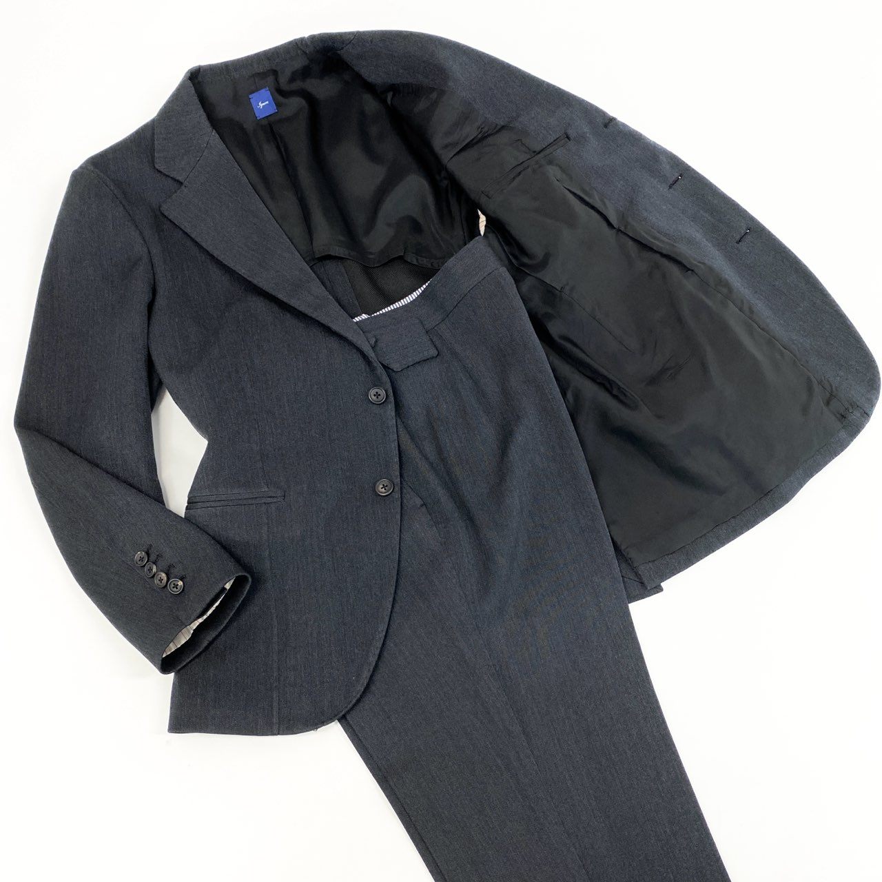 IGNORE イグノア × 五十嵐トラウザーズ ビスポーク 3B シングルスーツ セットアップ ベルトレストラウザー M相当 グレー メンズ 男性用 【中古】