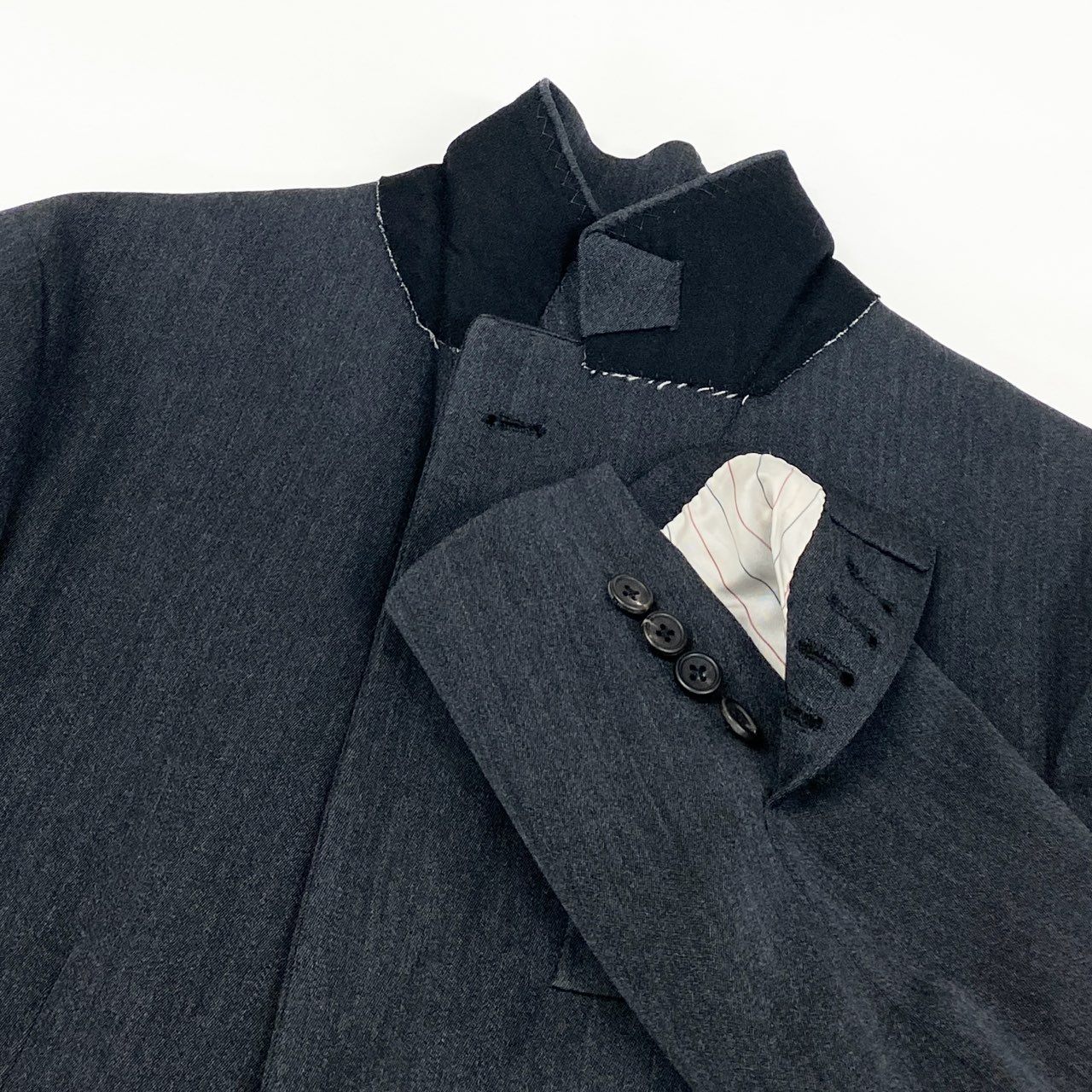 IGNORE イグノア × 五十嵐トラウザーズ ビスポーク 3B シングルスーツ セットアップ ベルトレストラウザー M相当 グレー メンズ 男性用 【中古】