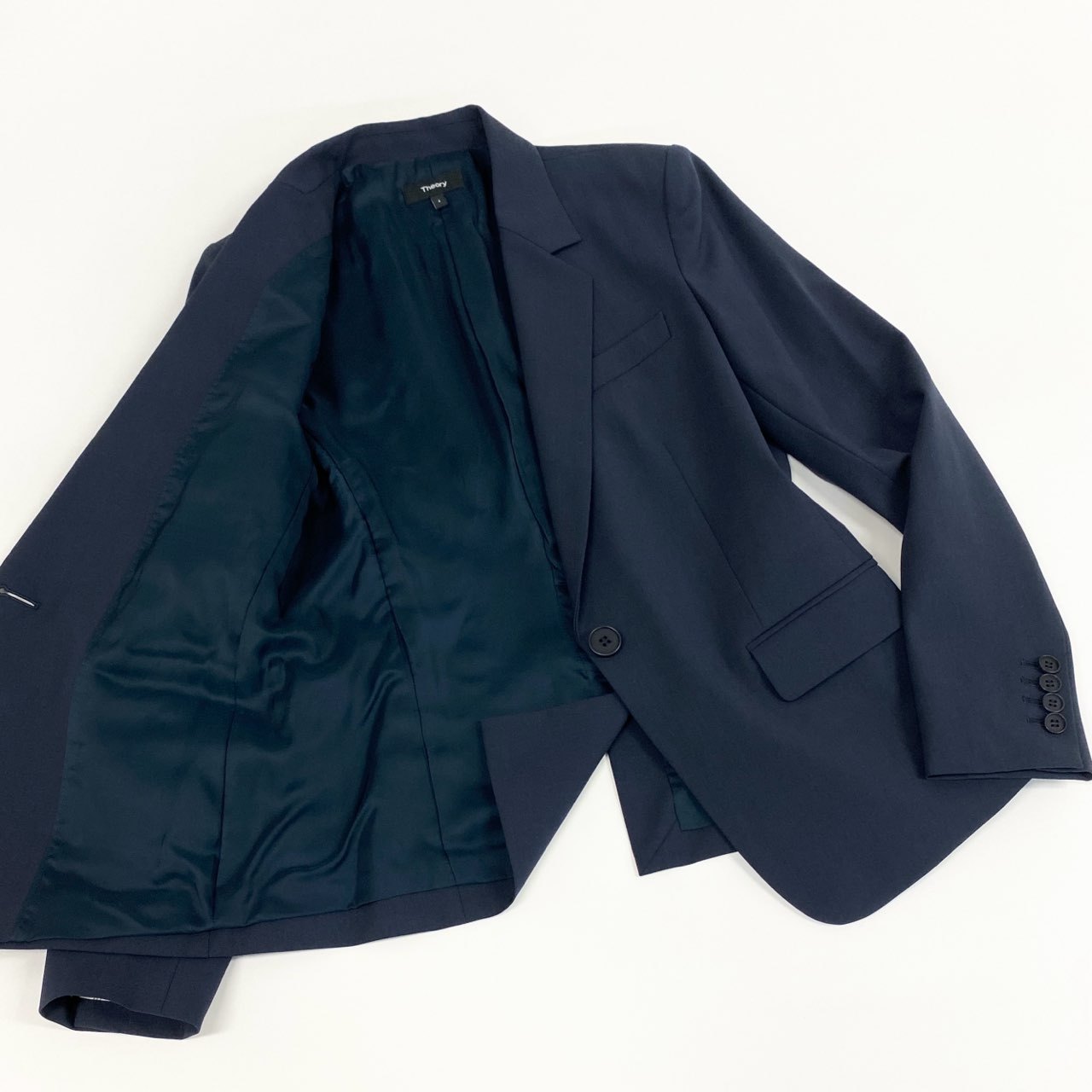 【美品】 Theory セオリー セットアップスーツ スカート フォーマル テーラードジャケット レディース 女性用 ジャケット4/スカート2 ダークネイビー 【中古】