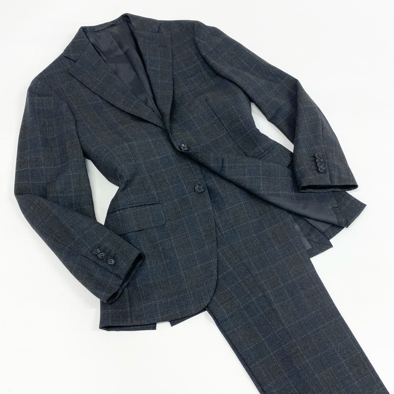 《美品》 RING JACKET リングヂャケット × guji グジ セットアップ スーツ 42 グレー Carlo Barbera カルロバルベラ フォーマル ビジネス 【中古】