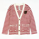 Vivienne Westwood ヴィヴィアンウエストウッド 長袖カーディガン ニット ボーダー コットンニット オーブ ワッペン メンズ 男性用 12161JO2 L レッド×ホワイト 綿100% 中古