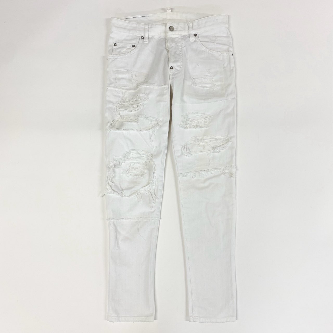 樂天商城 - DSQUARED2 ディースクエアード SKATER JEAN ダメージ加工 ホワイトデニム ジーパン ボタンフライ S74LB0217 サイズ44 ホワイト コットン メンズ 中古