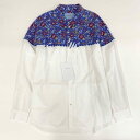 《未使用》 71MICHAEL 71ミシェル 長袖シャツ 花柄シャツ カジュアルシャツ サイズ2 ホワイト ブルー コットン100 メンズ 紳士服 中古