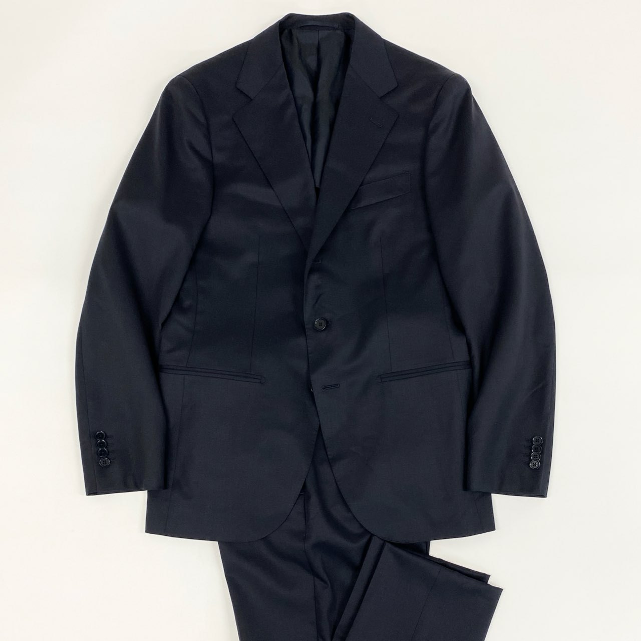 UNITED ARROWS ユナイテッドアローズ タスマニア ウール ギャバジン シングル3ボタン スーツ パンツ セットアップ 11231615715 48 ネイビー ウール メンズ 中古
