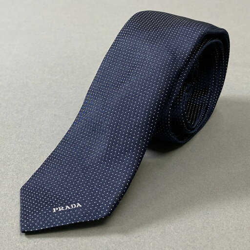 PRADA プラダ ドット柄 ネクタイ 服飾小物 ビジネス◎ セレモニー◎ ロゴ刺繍 ネイビー メンズk02i【中古】 PRADA プラダ ドット柄 ネクタイ 服飾小物 ビジネス◎ セレモニー◎ ロゴ刺繍 ネイビー メンズk02i【中古】