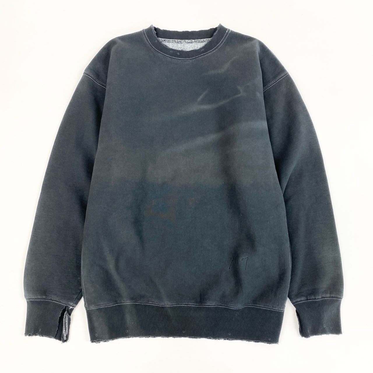 ANCELLM アンセルム 22SS DAMAGE SWEAT SHIRT ダメージ加工 スウェットトレーナー プルオーバー ANC-CT08 ワンサイズ ブラックo07t 中古