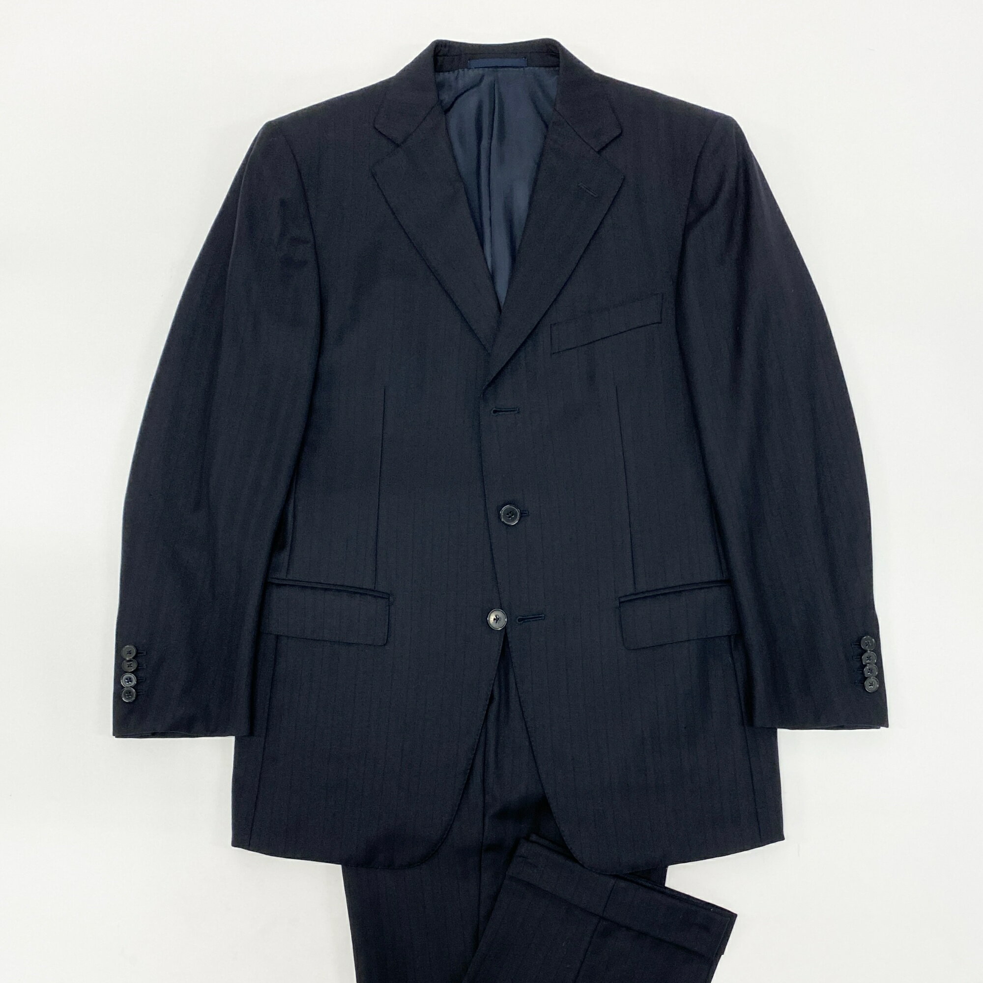 Ermenegildo Zegna エルメネジルドゼニア セットアップ スーツ ビジネス フォーマル 48Rサイズ ネイビー メンズu02t【中古】