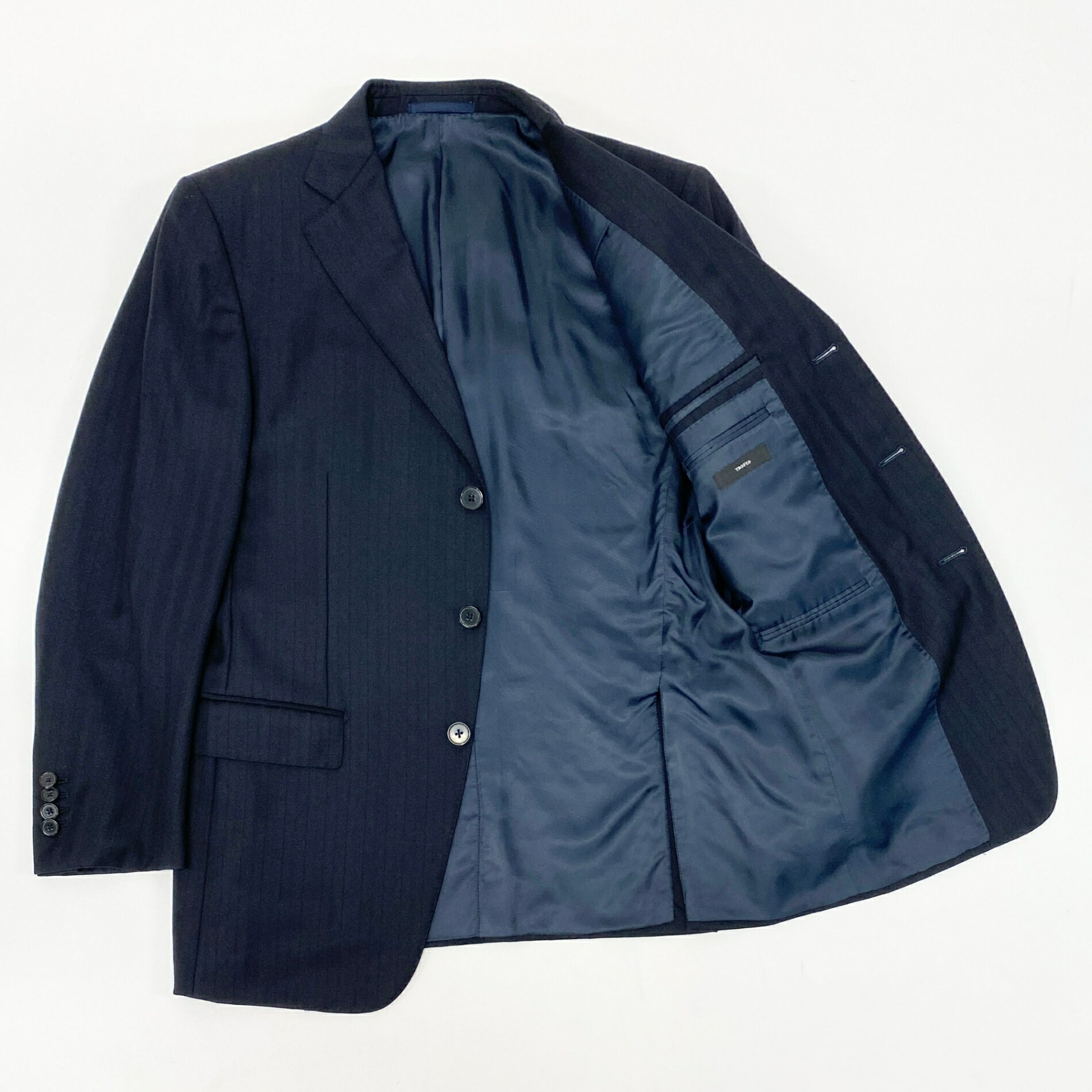 Ermenegildo Zegna エルメネジルドゼニア セットアップ スーツ ビジネス フォーマル 48Rサイズ ネイビー メンズu02t【中古】