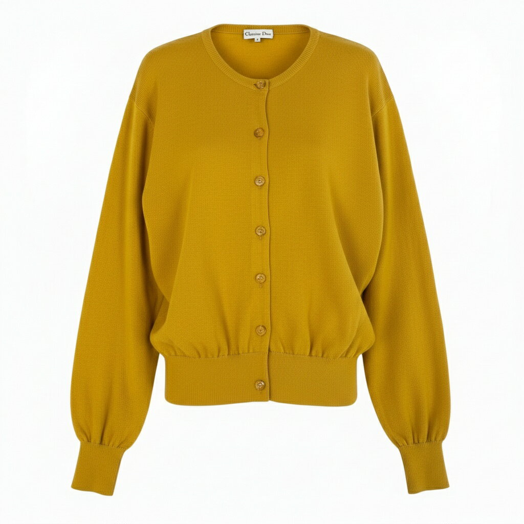 樂天商城 - Christian Dior クリスチャンディオール CDボタン ニットカーディガン トップス M イエロー ウール レディースu02t 中古