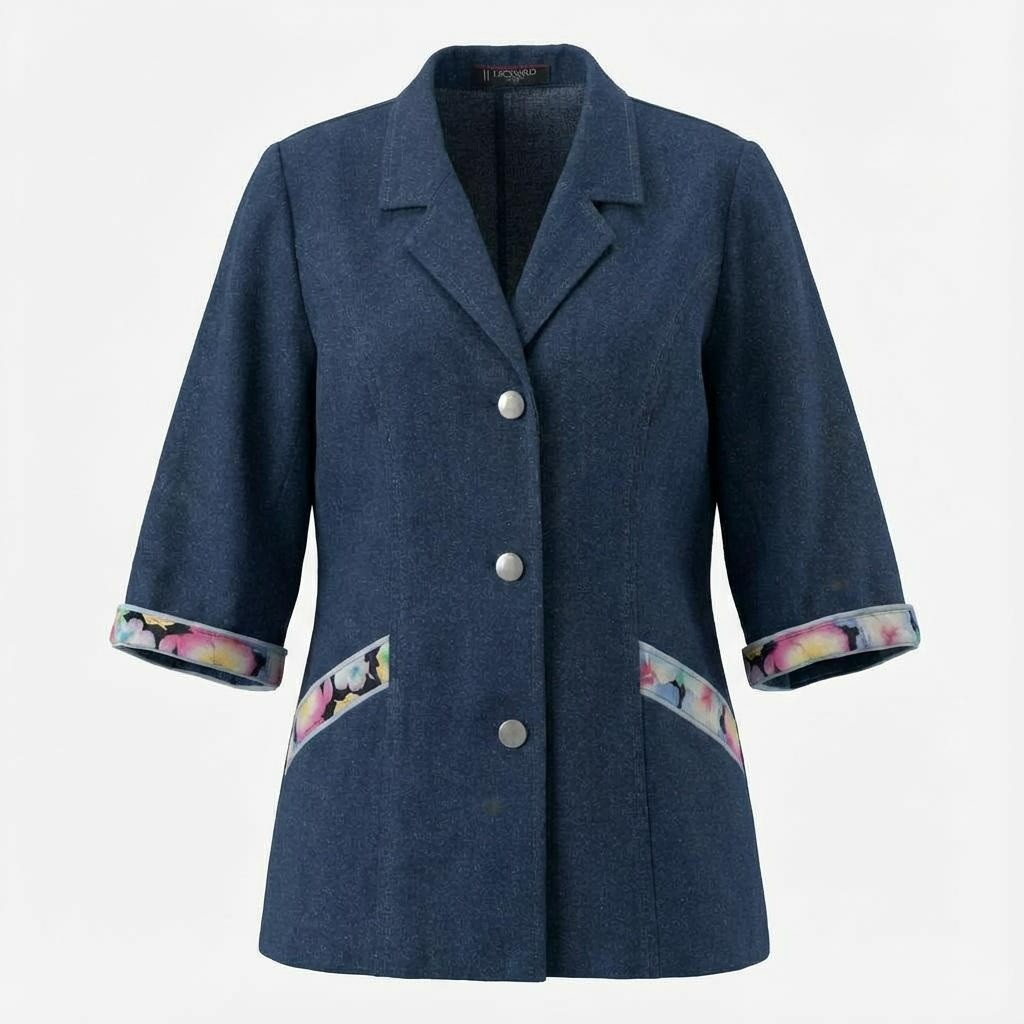 樂天商城 - LEONARD FASHION レオナールファッション デニムジャケット 花柄プリント ライトアウター 13 ブルー レディース 女性用o07t 中古