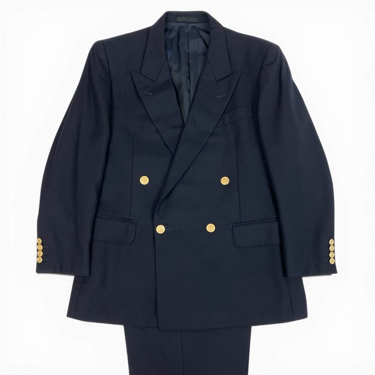 Burberrys バーバリーズ スーツセットアップ テーラードジャケット ブレザー スラックス 金ボタン 96-86-170 AB5 ネイビー メンズ 男性用o07t 中古