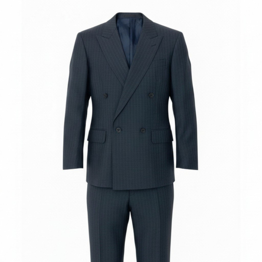 BURBERRY LONDON バーバリーロンドン スーツセットアップ テーラードジャケット スラックスパンツ ストライプ リネン混 94-84-165 AB4 ネイビー メンズ 男性用o07t【中古】