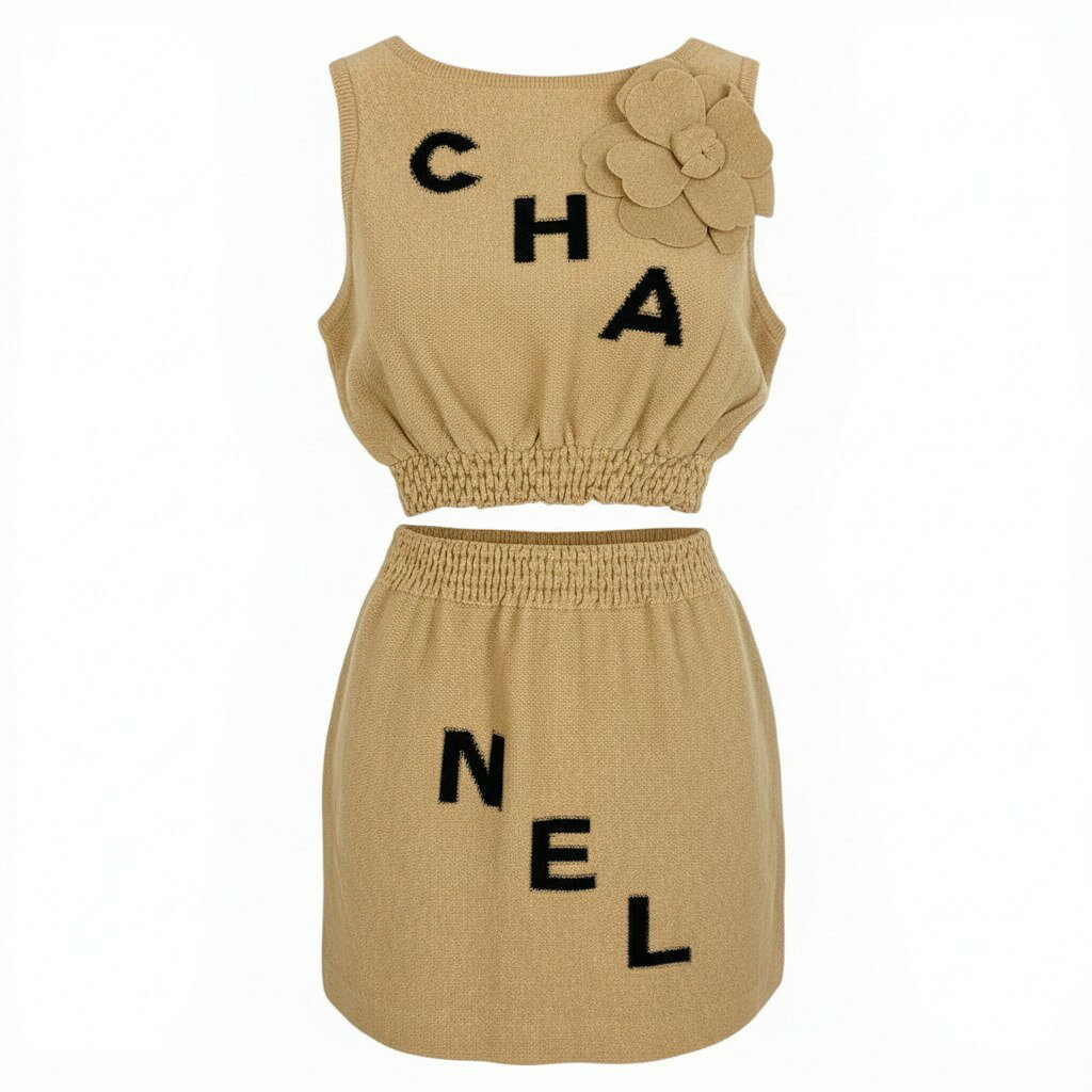 樂天商城 - 《美品》 CHANEL シャネル 2019 ランウェイ着 ロゴ クロップドトップス スカート P61529 40 ベージュ レディースta1【中古】