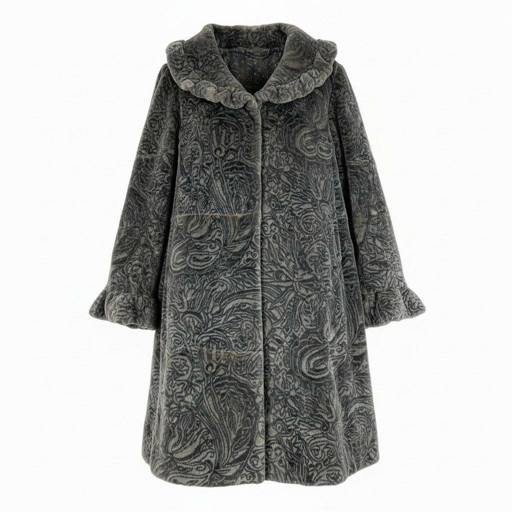樂天商城 - 希少デザイン シェアード ロングコート サイズF パープル 本毛皮 総柄 Shared Fur Long Coatt18r【中古】