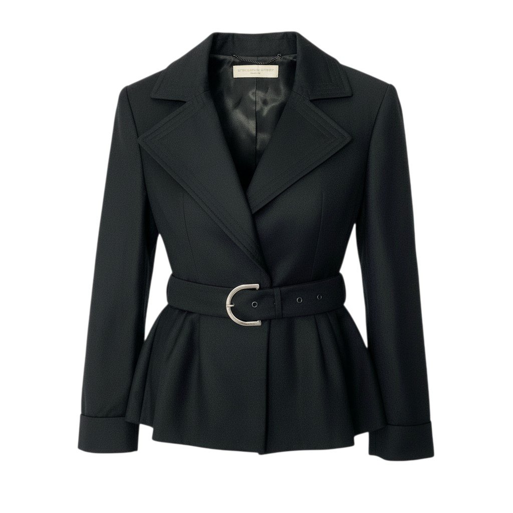 樂天商城 - STELLA McCARTNEY ステラマッカートニー 2005 アーカイブ ウエストシェイプ ベルテッドジャケット ショートコート 40 ブラック ウールu02t 中古