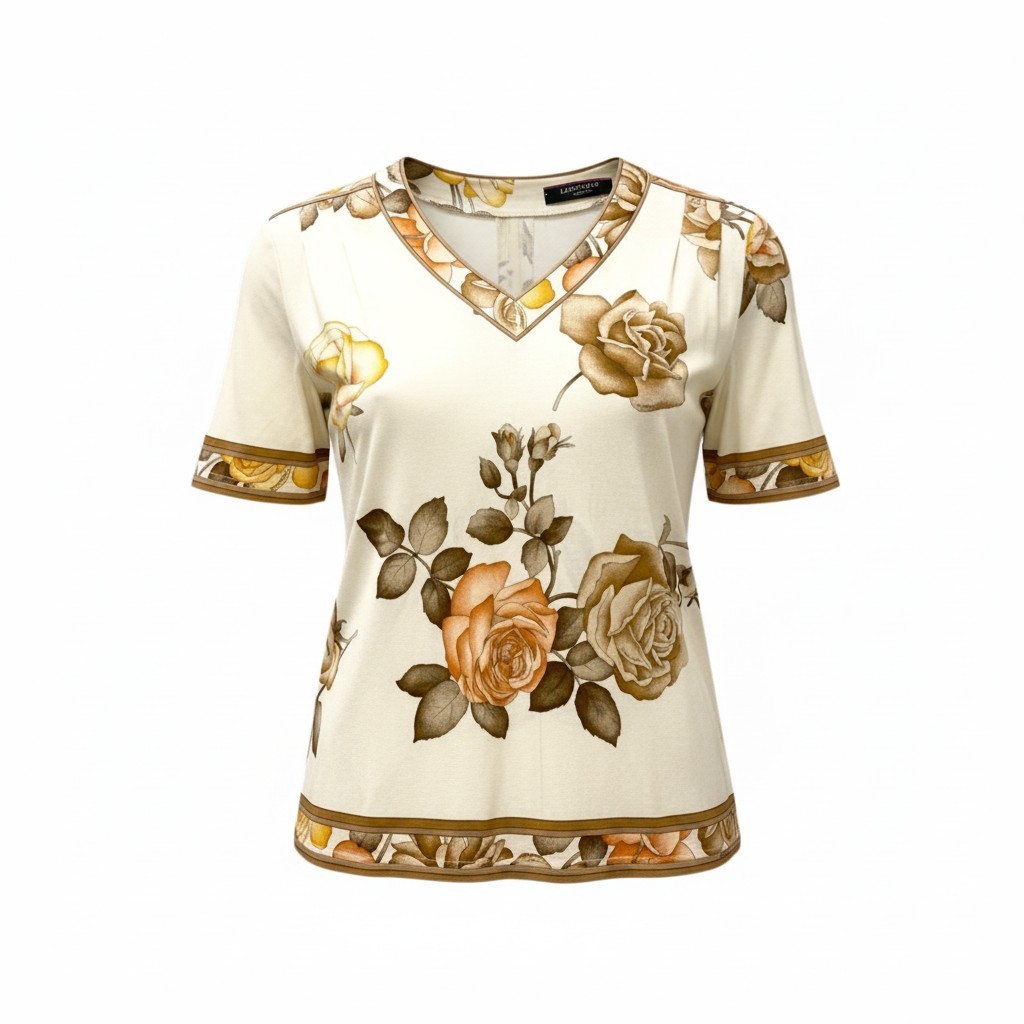 樂天商城 - LEONARD レオナール 美しい花柄プリント 半袖Tシャツ カットソー トップス LL マルチカラー コットン レディースu02t 中古