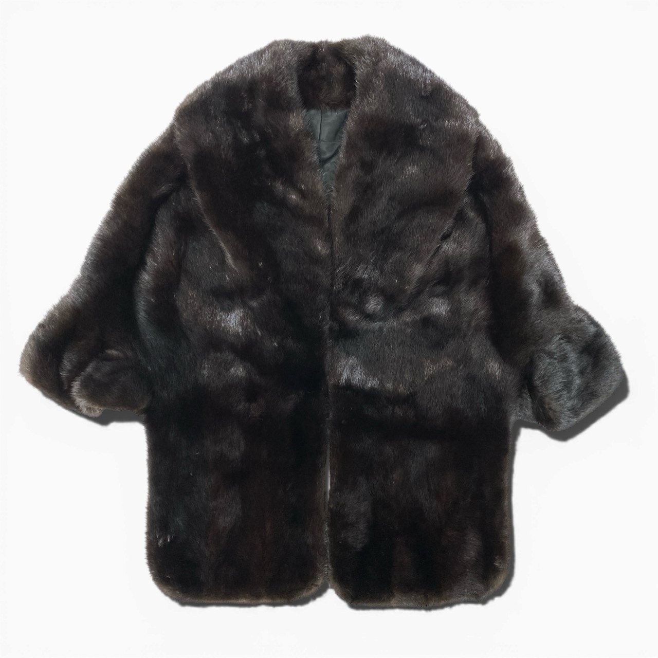 樂天商城 - ダークミンク ポンチョ ケープ サイズF ブラウン 本毛皮 Dark Mink Fur Cape Coat リアルファーt18r 中古