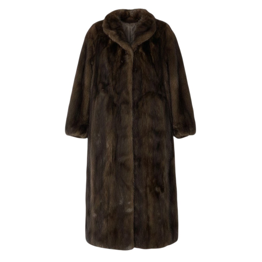 樂天商城 - 超ロング デミバフミンク ファーコート 丈120cm サイズ11 ブラウン 本毛皮 Mink Fur Super Long Coatt18r 中古