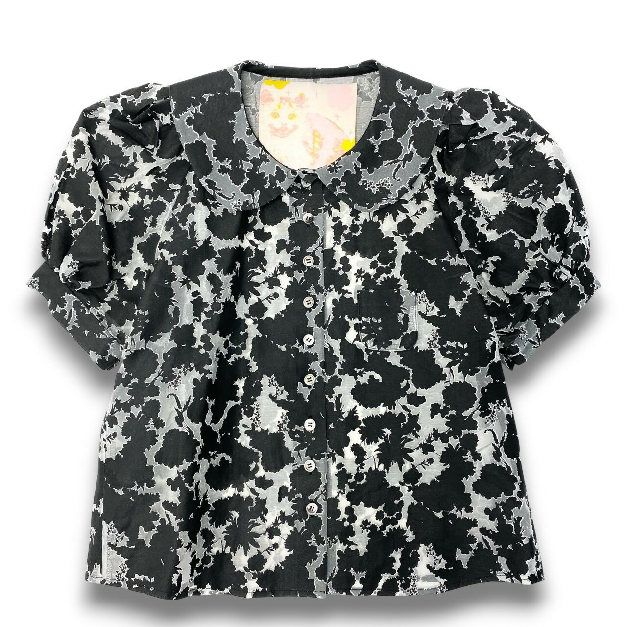樂天商城 - 《美品》 mikio sakabe PINK HOUSE ミキオサカベ ピンクハウス シアーシャツ 半袖シャツ ブラウス 総柄 ブラック グレー レディースu02t【中古】