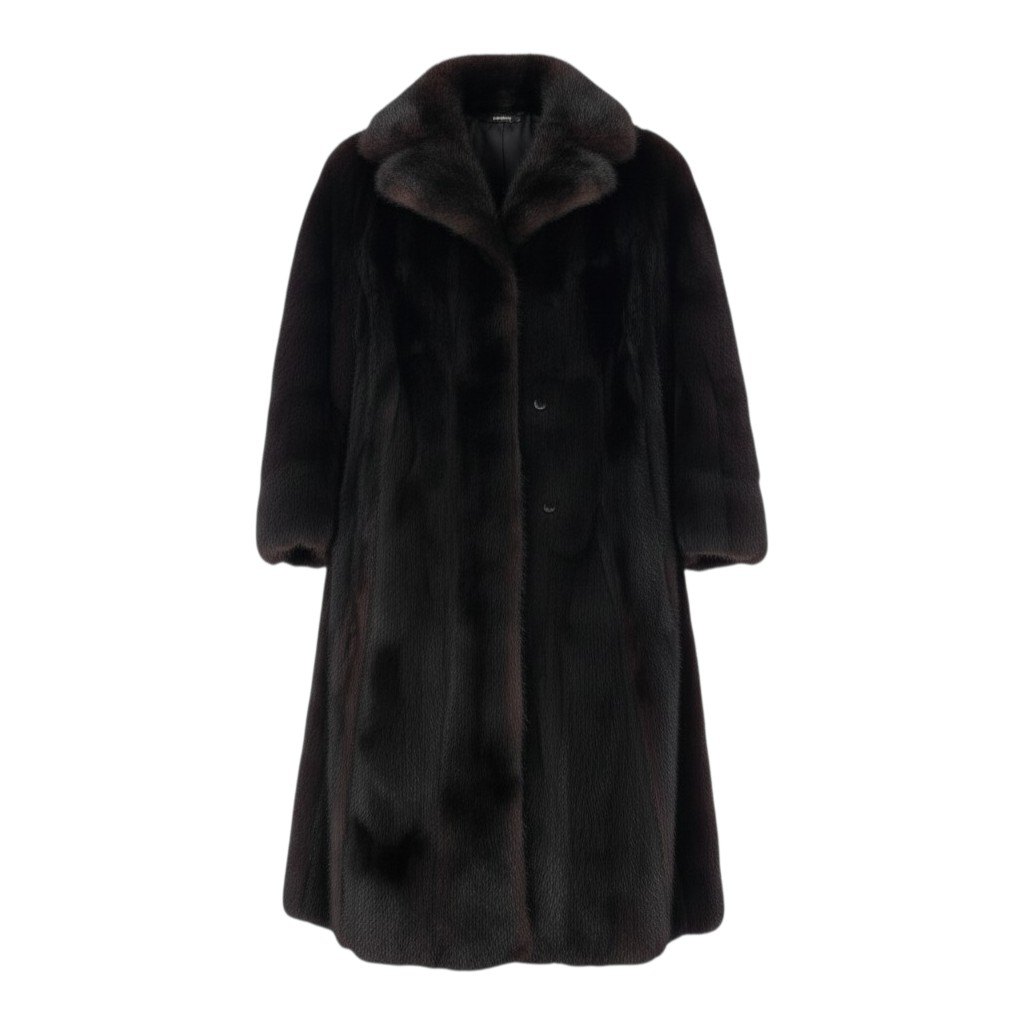 樂天商城 - 超ロング 本毛皮 ミンクコート 丈110cm サイズF 赤茶 Mink Fur Super Long Coatt18r【中古】