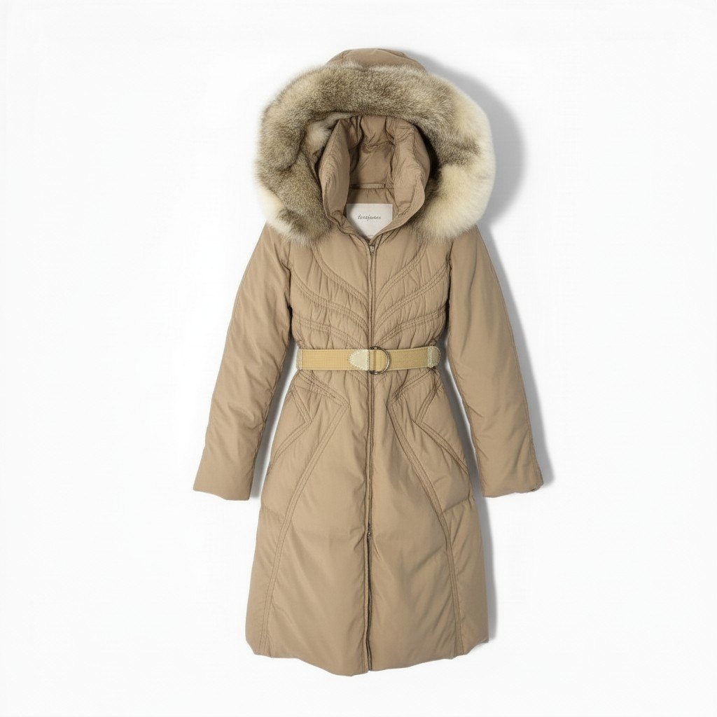 樂天商城 - ERMANNO SCERVINO エルマンノシェルビーノ ダウンコート ダウンジャケット ウエストベルト フーディー アウター 42サイズ ピンクベージュ ポリエステル100％ レディース 女性用u02t 中古