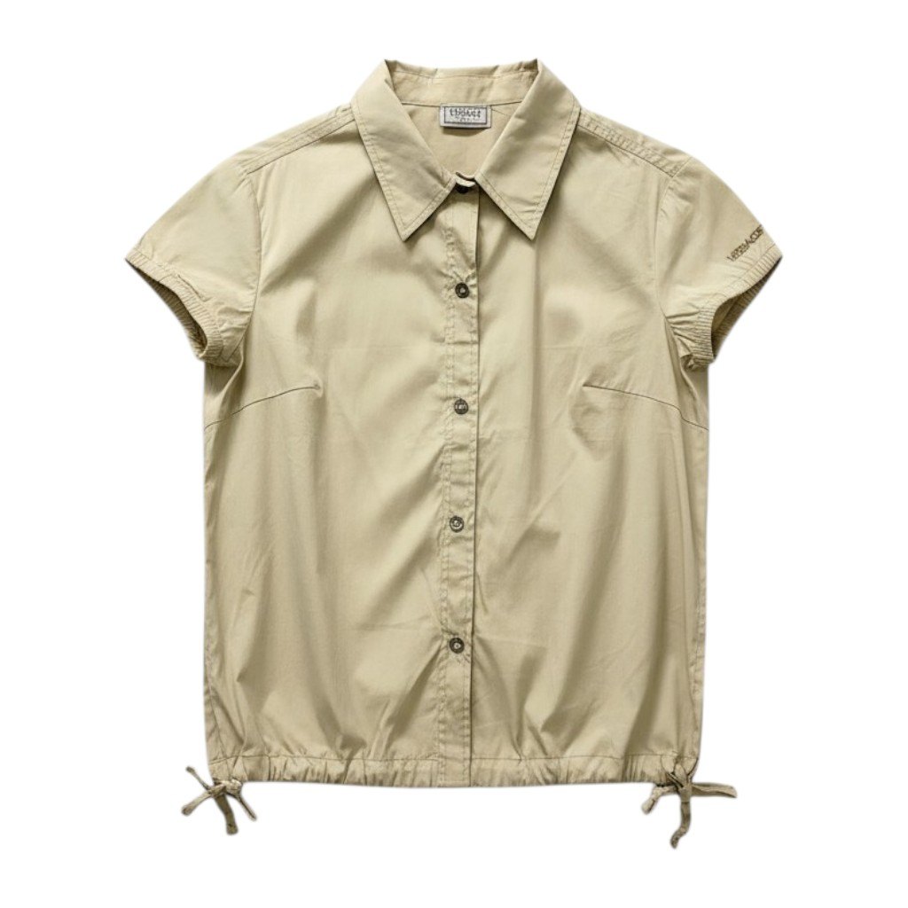 樂天商城 - VERSACE SPORT ヴェルサーチ 半袖シャツ トップス 薄手 ストレッチ イタリア製 レディース 女性服 サイズ42 ベージュu02t 中古