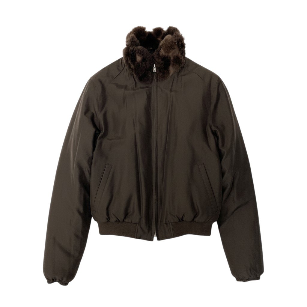 樂天商城 - ARMANI COLLEZIONI アルマーニコレッツォーニ 毛皮ジャケット リバーシブルジャケット ダブルジップ アウター 38サイズ ブラウン レディース 女性用u02t 中古