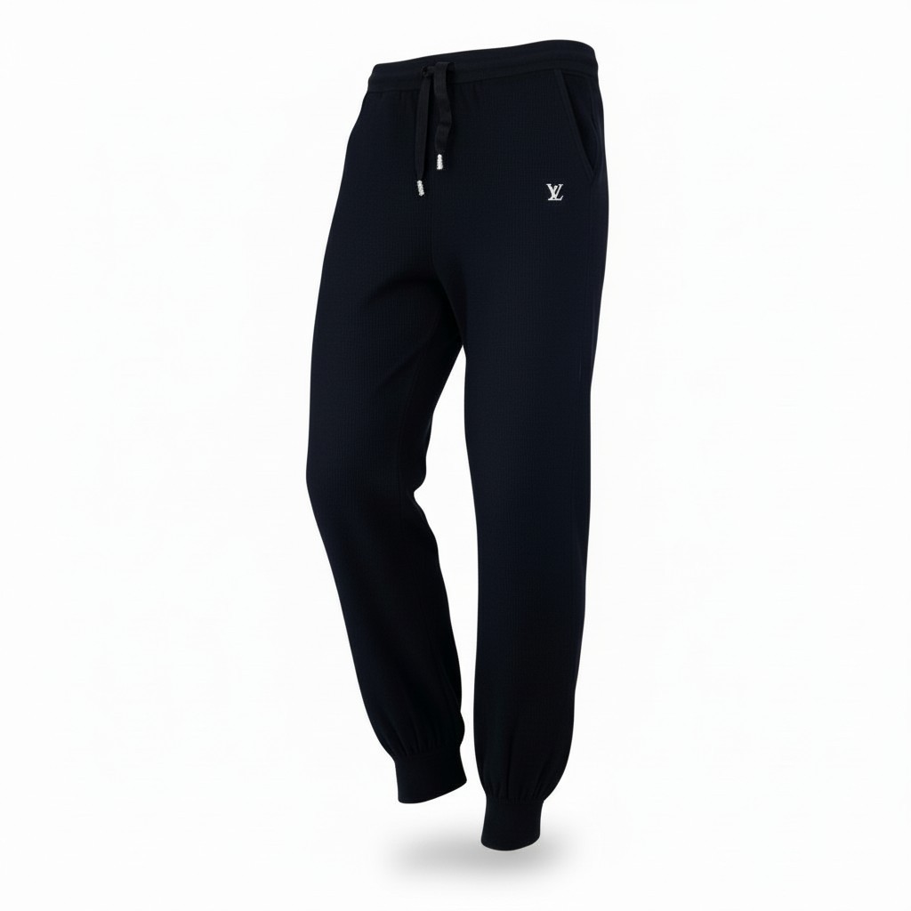 樂天商城 - 《極美品》 LOUIS VUITTON ルイヴィトン × 草間彌生 LV ニットスウェットパンツ LV Knit Sweat Pants サイズL ブラック Yayoi Kusamat18r 中古