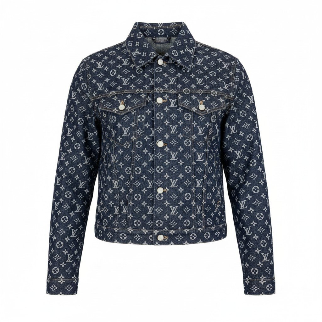 樂天商城 - 《未使用品》 LOUIS VUITTON ルイヴィトン 24AW モノグラム ジャガードデニムジャケット Monogram Jacquard Denim Jacket サイズ52 インディゴブルー タグ付t18r 中古
