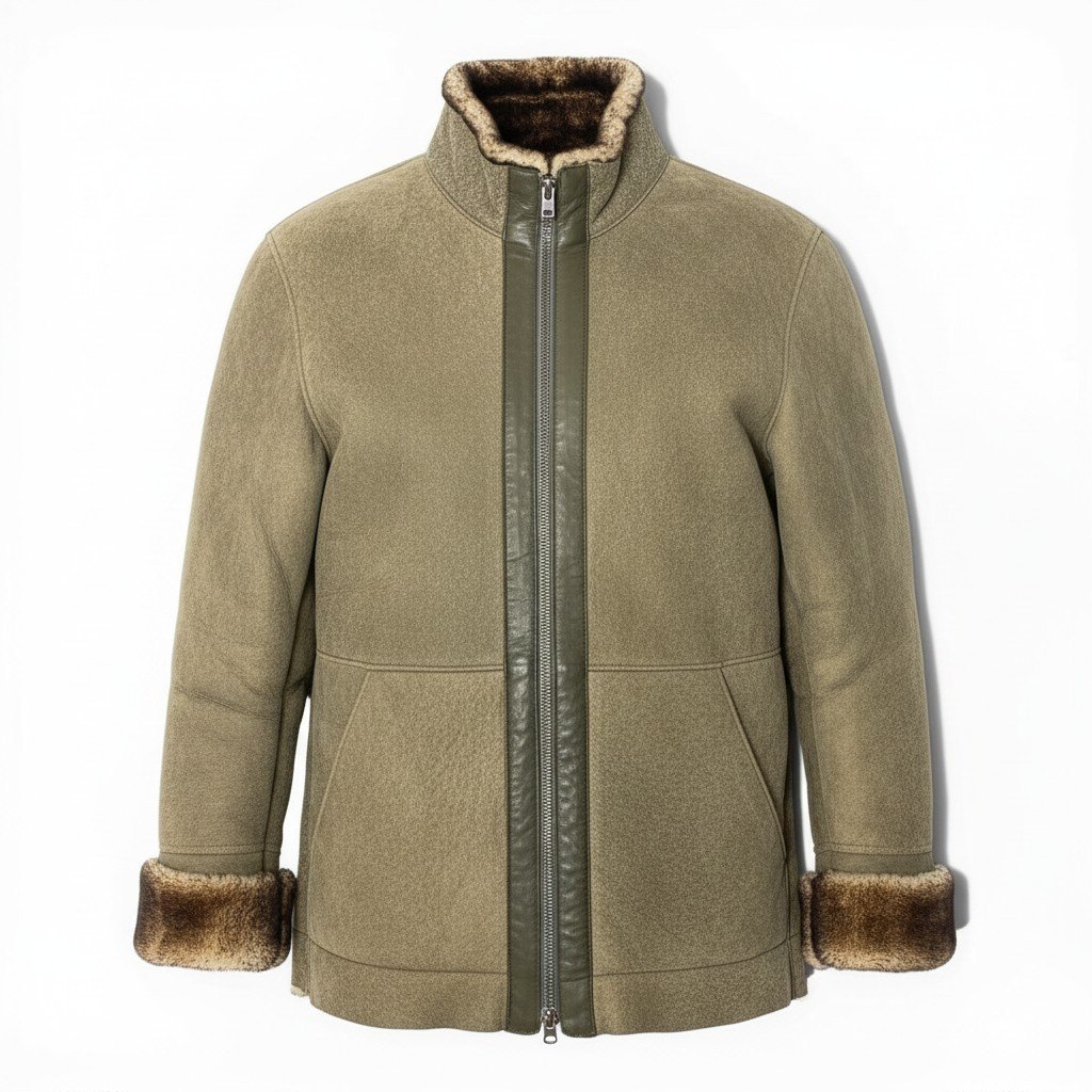 樂天商城 - ARMANI COLLEZIONI アルマーニ コレッツォーニ リアルムートンジャケット サイズ50 グレー シープスキン 羊革 Real Mouton Jackett18r 中古