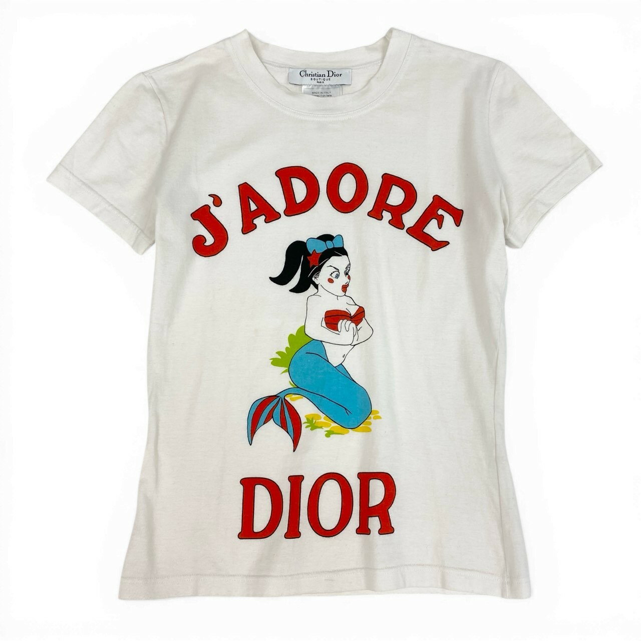 樂天商城 - Christian Dior クリスチャンディオール 2002 ガリアーノ期 半袖カットソー Tシャツ トップス 2A12155028 38 ホワイト コットン レディースta2 中古
