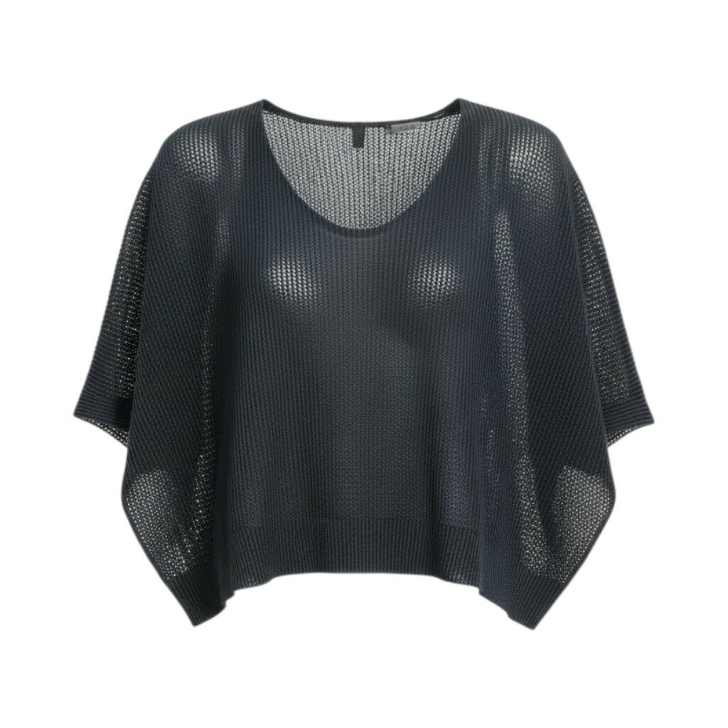 樂天商城 - PLEATS PLEASE プリーツプリーズ メッシュ素材 クロップドワイドカットソー 半袖Tシャツ サイズ3 ブラック レディースta1 中古